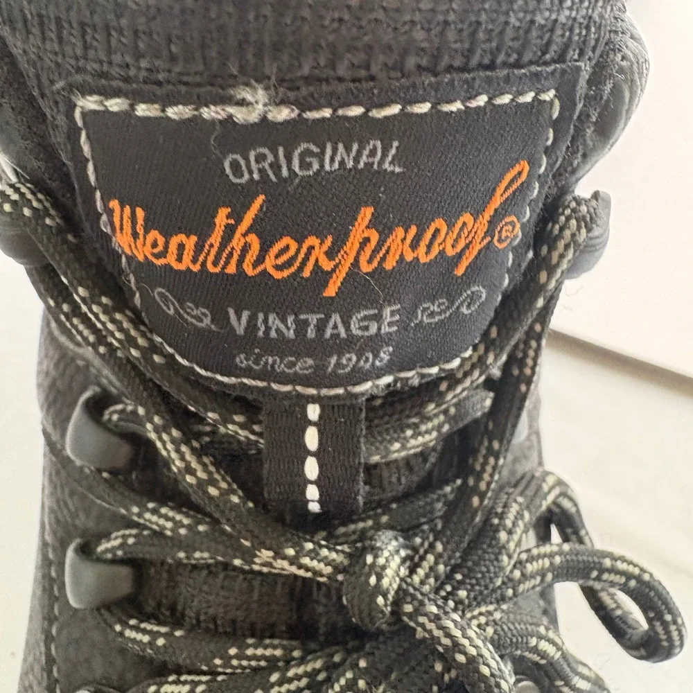 Weatherproof Vintage Mens 10 Hiking Boots Black Jason Waterproof Faux Leather